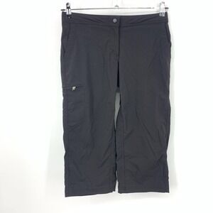 LL Bean Women Size 8 Petite Pants Black Crop Capri Nylon Stretch Hiking‎ Adjust